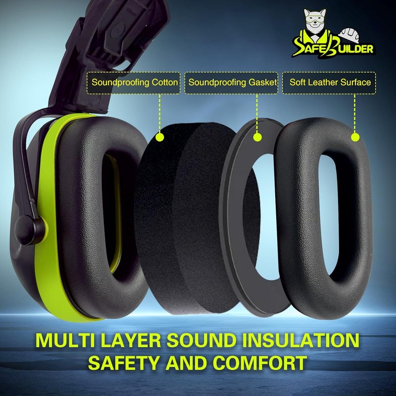 SAFEBUILDER 30dB Ear Muffs Hard Hats Type Safety Earmuffs For Safety Helmet Hearing Protection Earmuffs ANSI S3.19 - Image 4